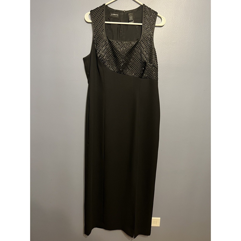 Liz Claiborne Night Dress Womens 12 Black Long Gown Sleeveless Formal